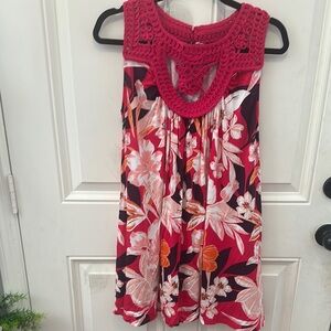 Roaman's Vibrant Red Crochet Dress